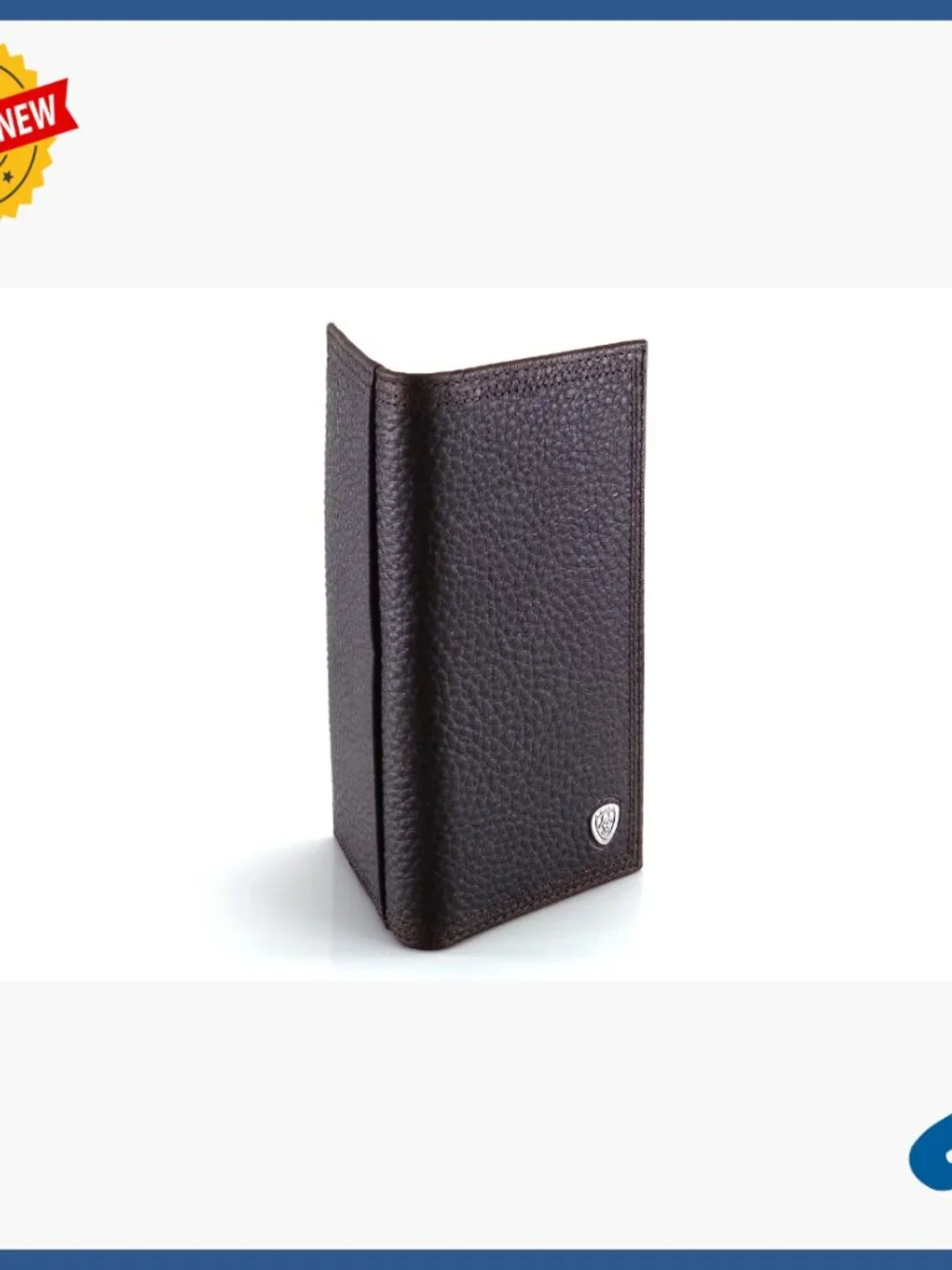 Men's Leather Rodeo Wallet with Shield Concho, 12 Card Slots